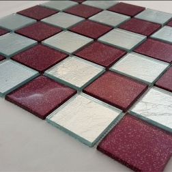 سرامیک شیشه ای طرح 1104 زرشکی نقره ای ابعاد 5*5-سرامیک بهینا تایل-Ceramic Glass 1104 Behina Tile