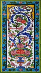 سرامیک طرح گل و مرغ فیروزه ای ابعاد 100*40-کاشی امیری-Ceramic Flowers And Chickens Amiri Tile