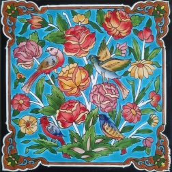 سرامیک طرح گل و مرغ زرد قرمز ابعاد 20*20-کاشی امیری-Ceramic Flowers And Chickens Amiri Tile