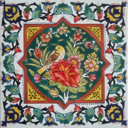 سرامیک طرح گل و مرغ نارنجی زرد ابعاد 20*20-کاشی امیری-Ceramic Flowers And Chickens Amiri Tile