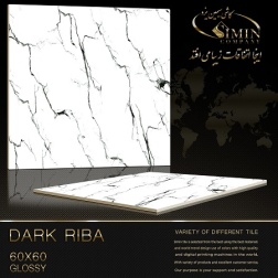 سرامیک طرح ریبا سفید مشکی ابعاد-60*60-سیمین تایل-Ceramic Rriba Simin Tile