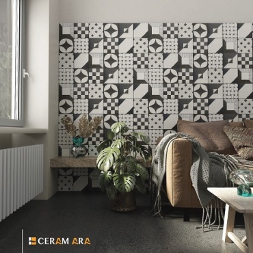 سرامیک طرح گرافیت دکور A ابعاد 15*15-سرامیک سرام آرا-Ceramic Graphite Ceram Ara Tile